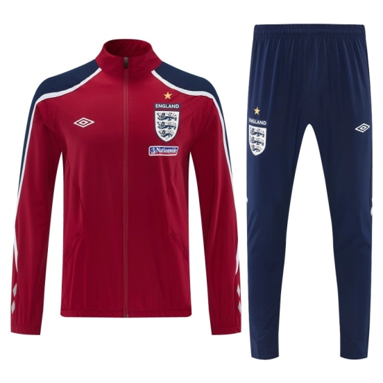 2026 England Red & Navy Blue Full Zipper Jacket Tracksuit + Long Pants