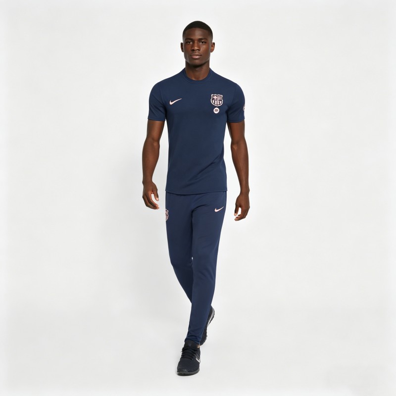 26/27 Barcelona Navy Blue Short  Sleeve Tracksuit + Long Pants