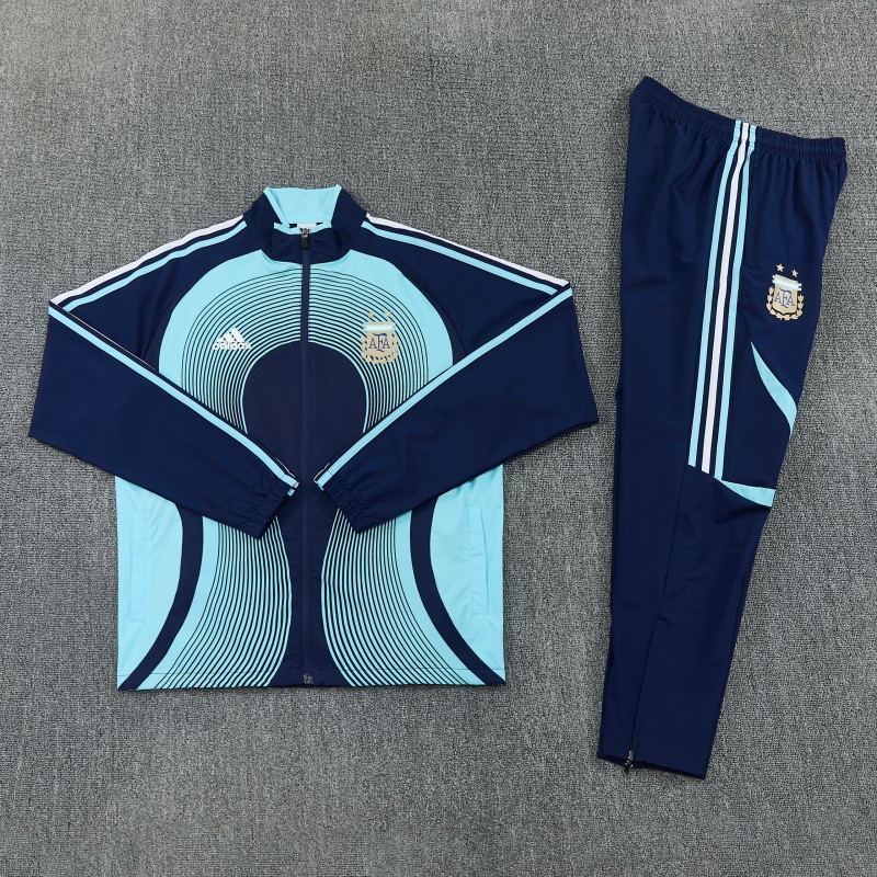2026 Argentina Navy & Sky Blue Full Zipper Jacket Tracksuit + Long Pants