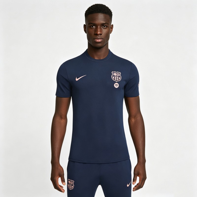 26/27 Barcelona Navy Blue Short  Sleeve Tracksuit + Long Pants