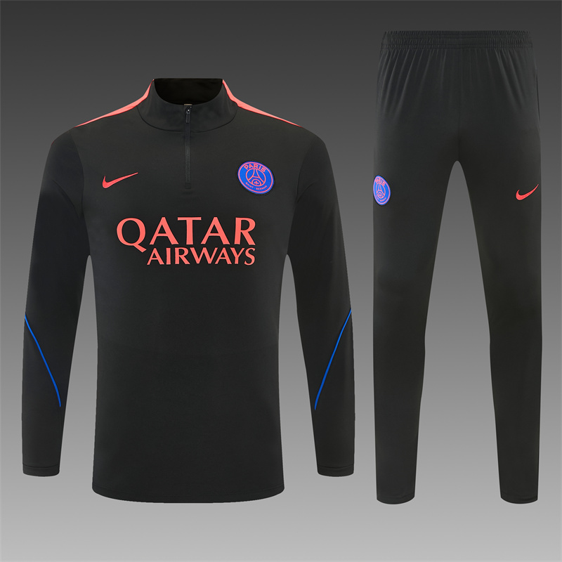 Player Version 26/27 Paris Black Half Zipper Jacket+Long Pants