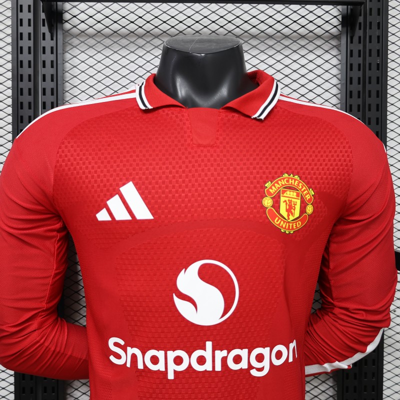 Player Version 26/27 Manchester United Red Polo Collar  Long Sleeve Jersey