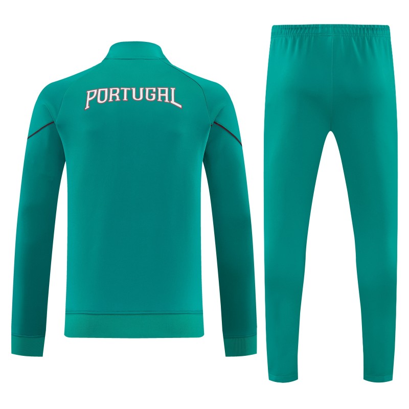 26/27 Portugal Green Full Zipper Jacket Tracksuit + Long Pants