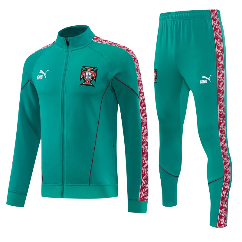 26/27 Portugal Green Full Zipper Jacket Tracksuit + Long Pants