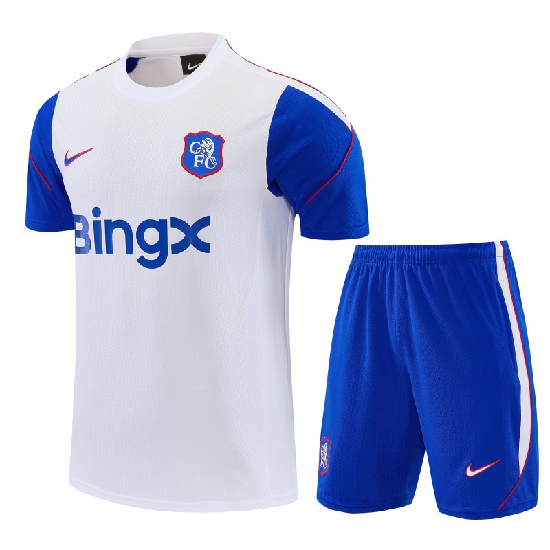 26/27 Chelsea  White&Blue Short Sleeve+Soccer Shorts