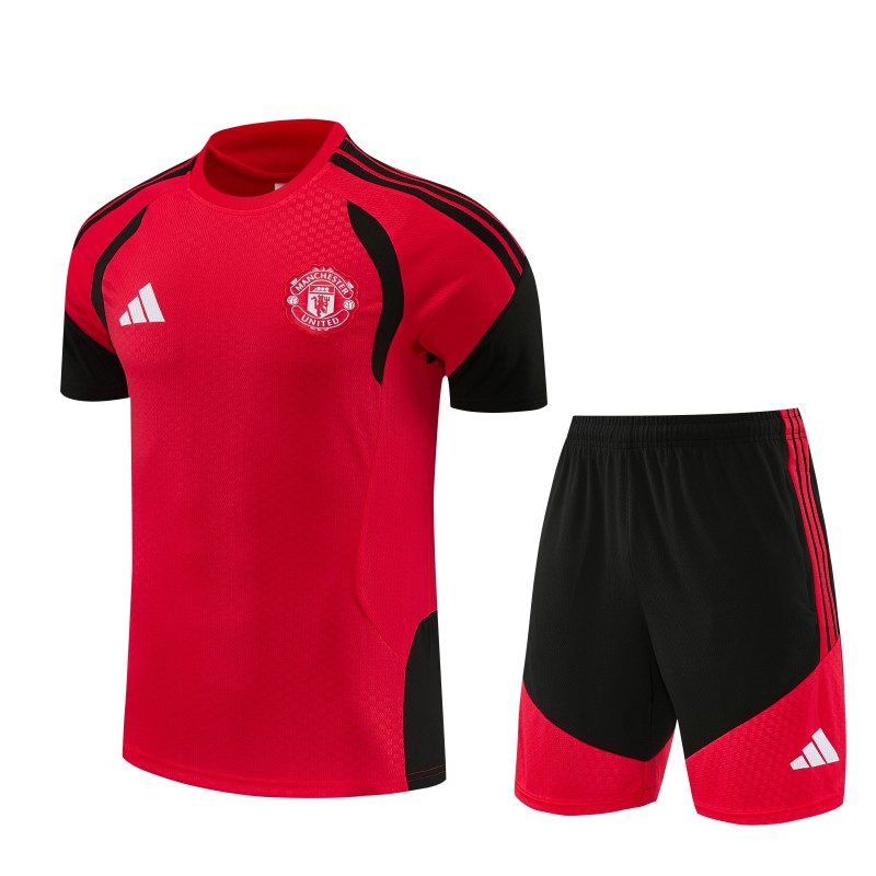 26/27 Manchester United Red & Black Short Sleeve+ Soccer Shorts
