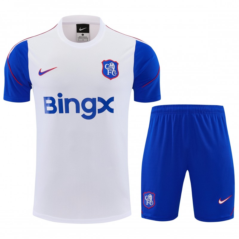 26/27 Chelsea  White&Blue Short Sleeve+Soccer Shorts