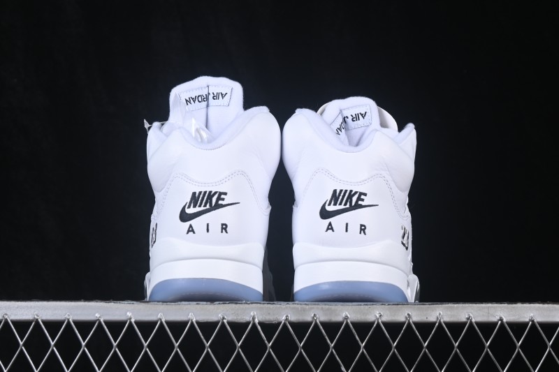 Nike Air Jordan 5 Retro Running Shoes with Metallic Silver Accents and Classic White Upper - HQ7978-103