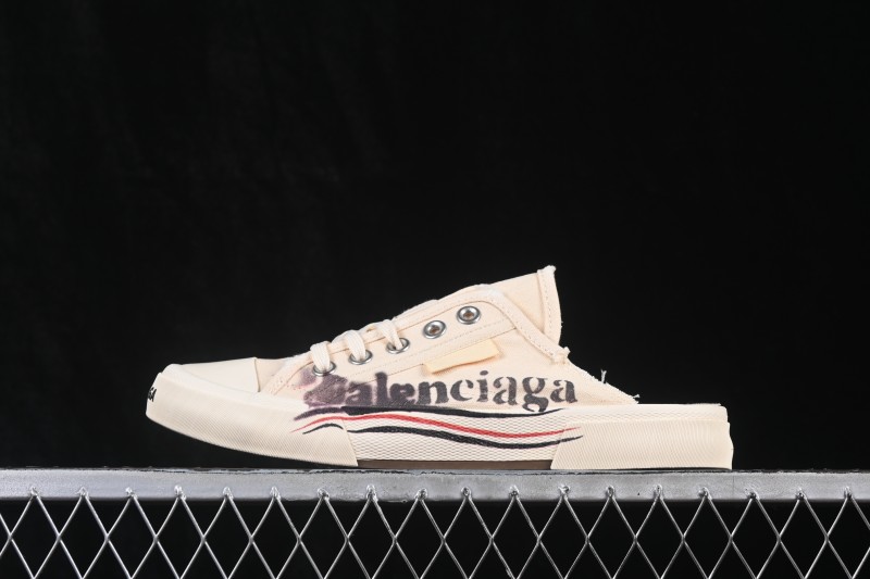 Balenciaga Paris Low Top Lace-Up Fashion Slippers with Distressed Finish - W3PS19016