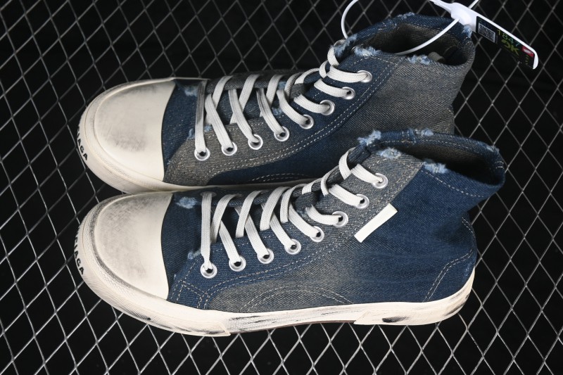 Balenciaga Paris Low Distressed High-Top Lace-Up Fashion Sneakers - W3RCL4090