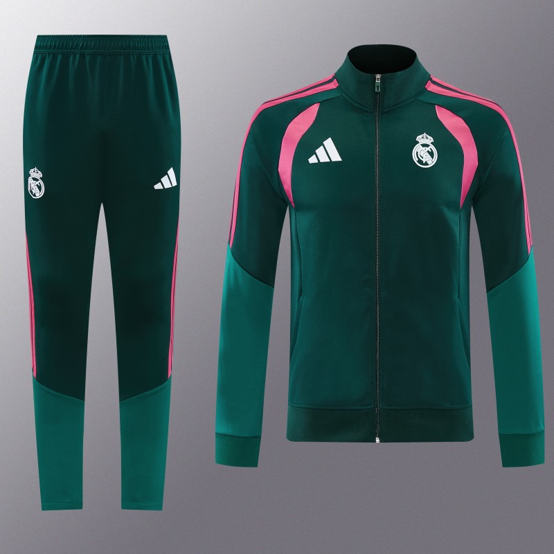 26/27 Real Madrid 02 Dark Green Full Zipper Jacket + Long Pants