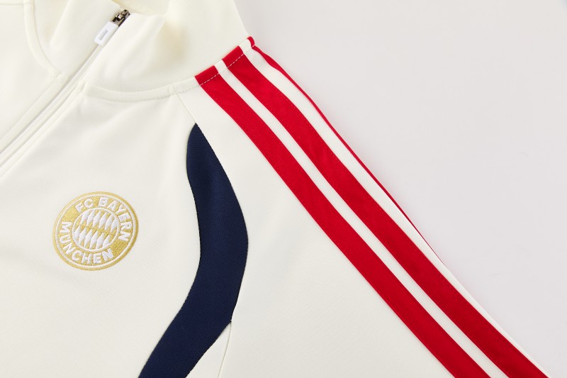 26/27 FC Bayern München 02  White Full Zipper Jacket + Long Pants