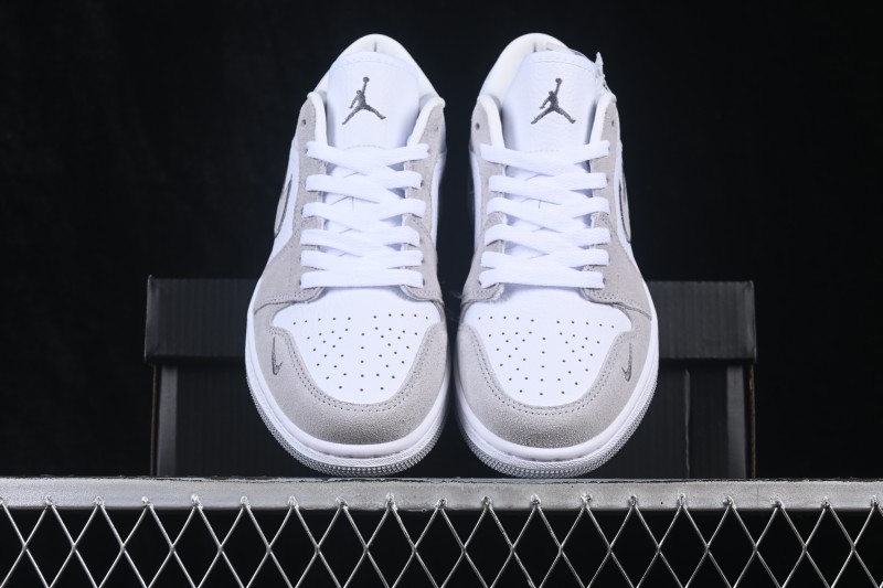 Nike Air Jordan 1 Low AJ1 Embroidered White Grey Low-Top Retro Cultural Basketball Shoes - IX3959-100