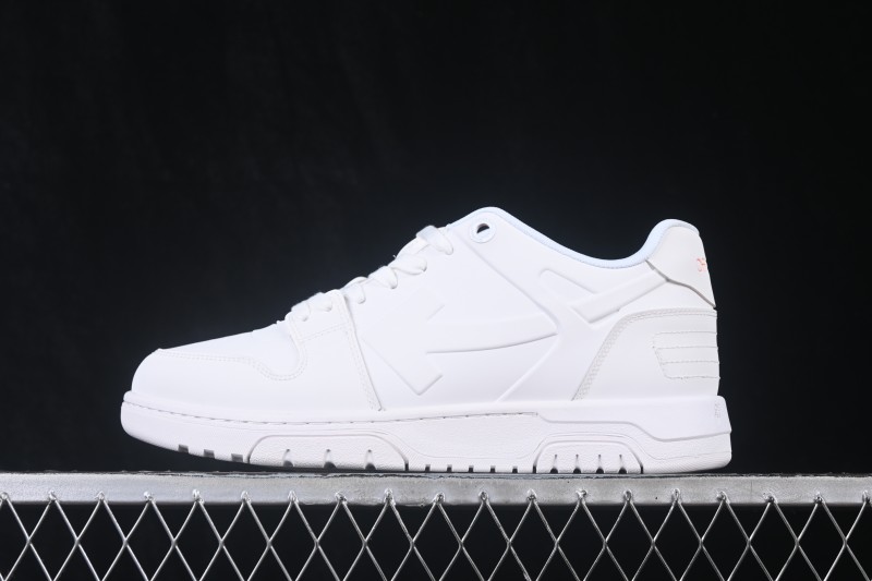 Off-White Out Of Office Low-Top Casual Sneakers in White with Orange Arrow - AJD4
