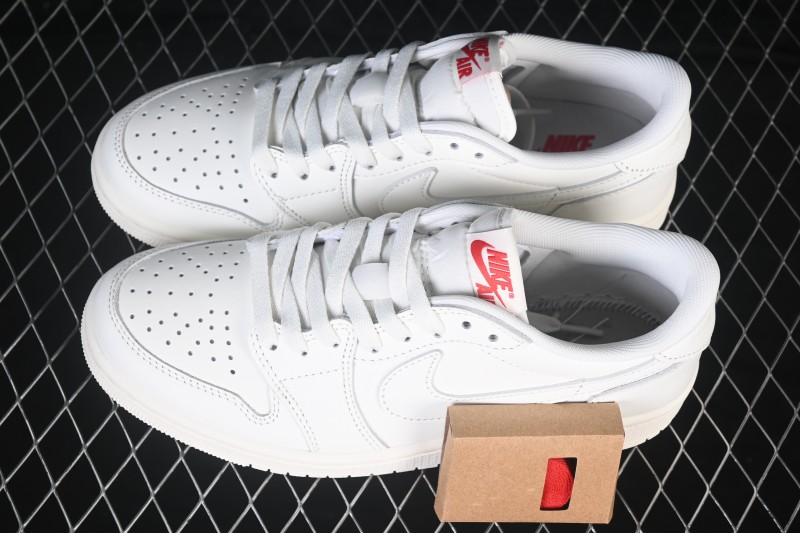 Nike Air Jordan 1 Retro Low OG Sail and University Red Low-Top Retro Basketball Shoes - HQ6998-100