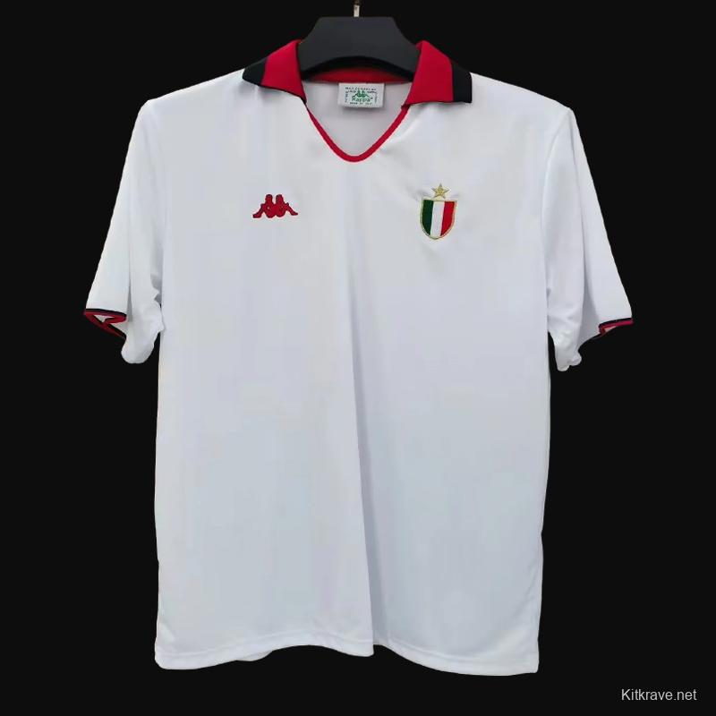 Retro 88/89 AC Miilan Away White Champion League Jersey