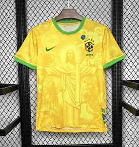 2024 Brazil Christ Yellow Goalkeeper Special Jersey