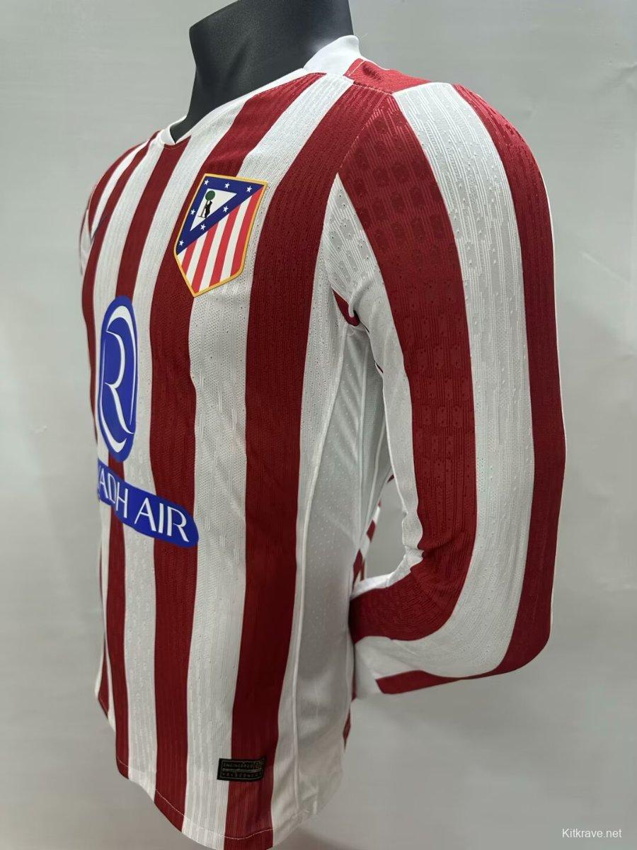 2025/26 Player Version Atletico Madrid Home Long Sleeve Jersey