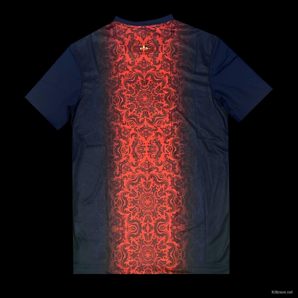 25/26 Paris Saint-Germain Navy with Red Ornate Pattern Jersey