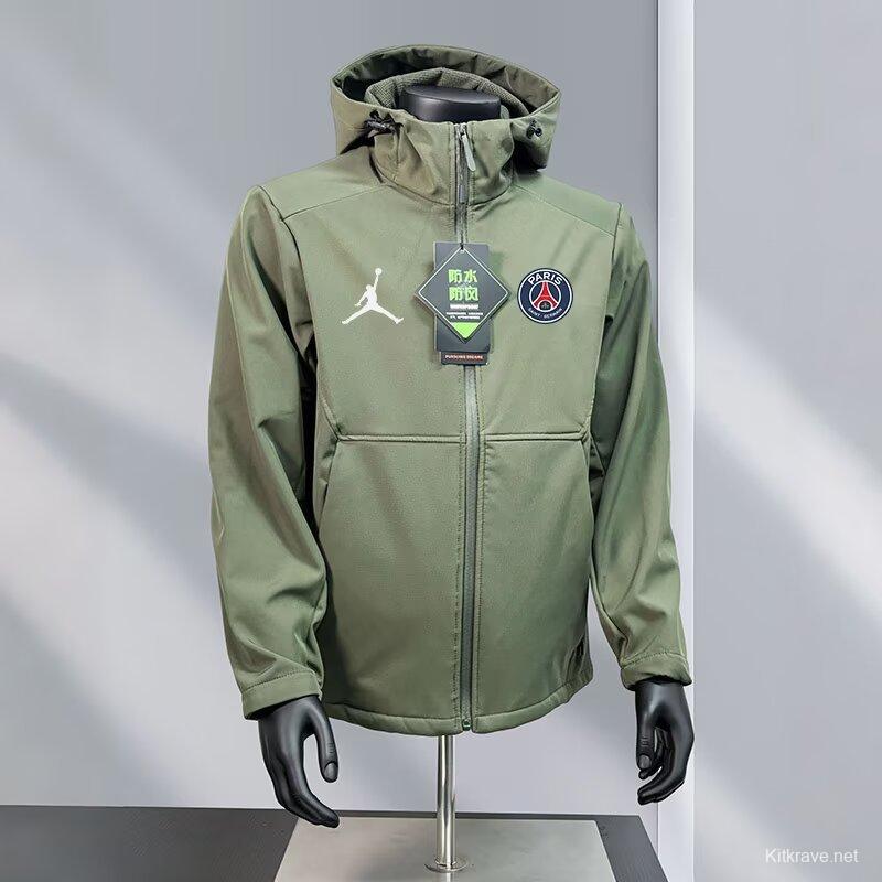 25/26 PSG White/Navy/Black/Olive Green Jordan Hooded Jacket