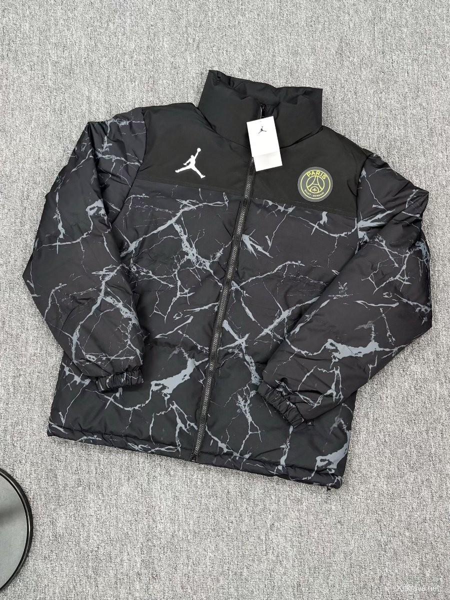 25/26 PSG Black with White Marble Pattern Jordan Jacket