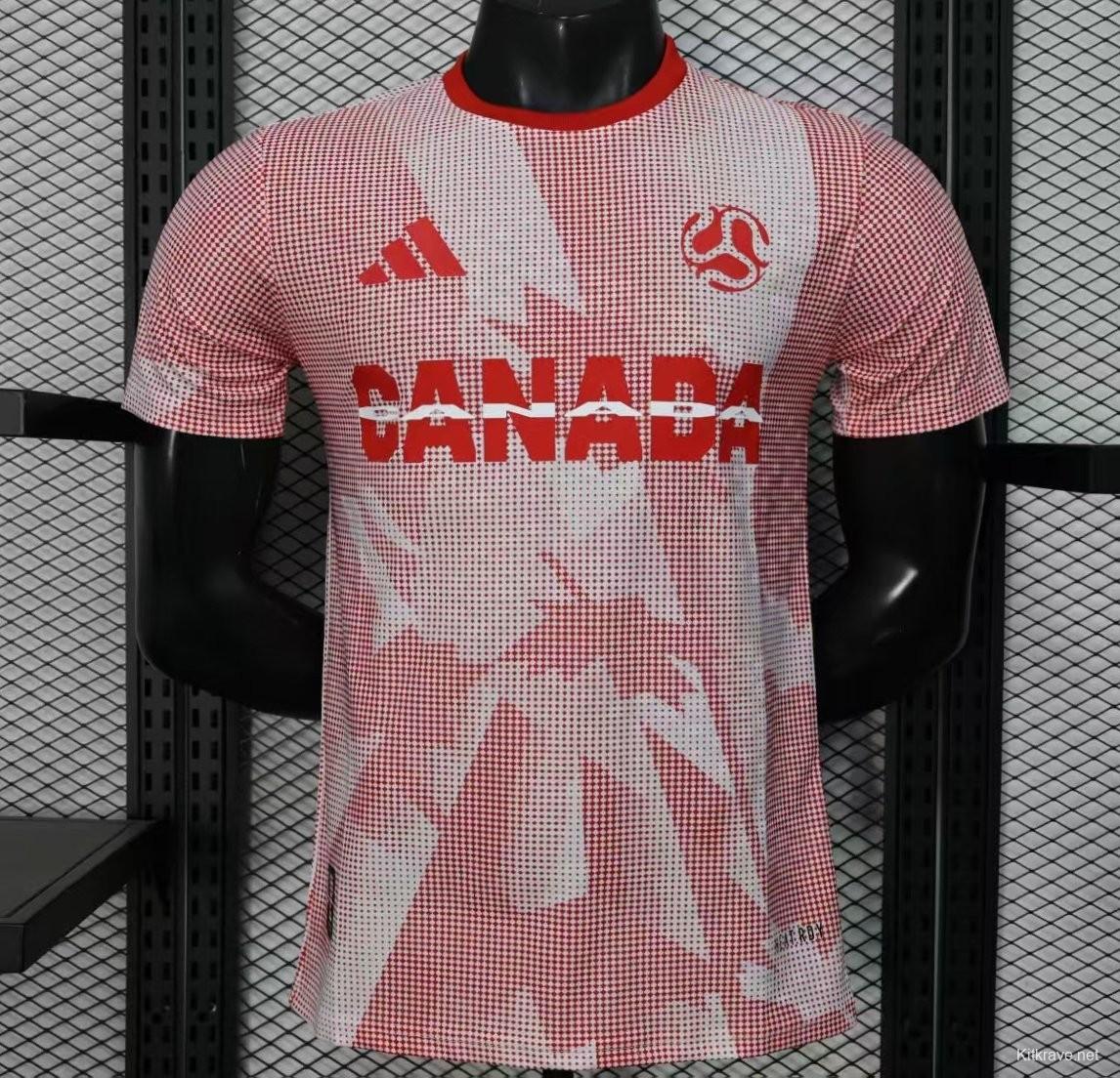 2025 Player Version  Canada Away White with Red Halftone Gradient Pattern World Cup Commemorative Jersey