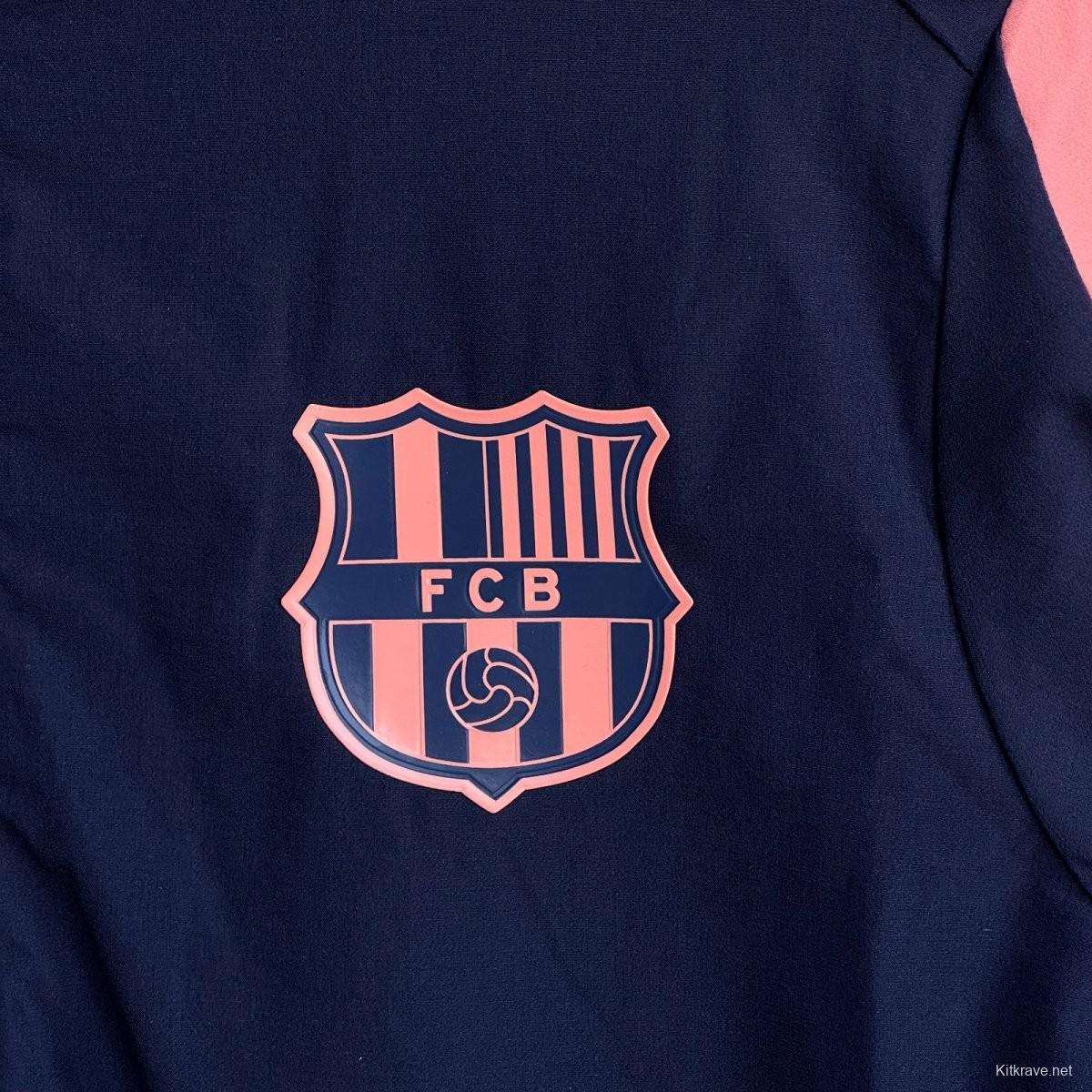 25/26 Barcelona Navy/Pink Full Zipper Windbreaker + Long Pants