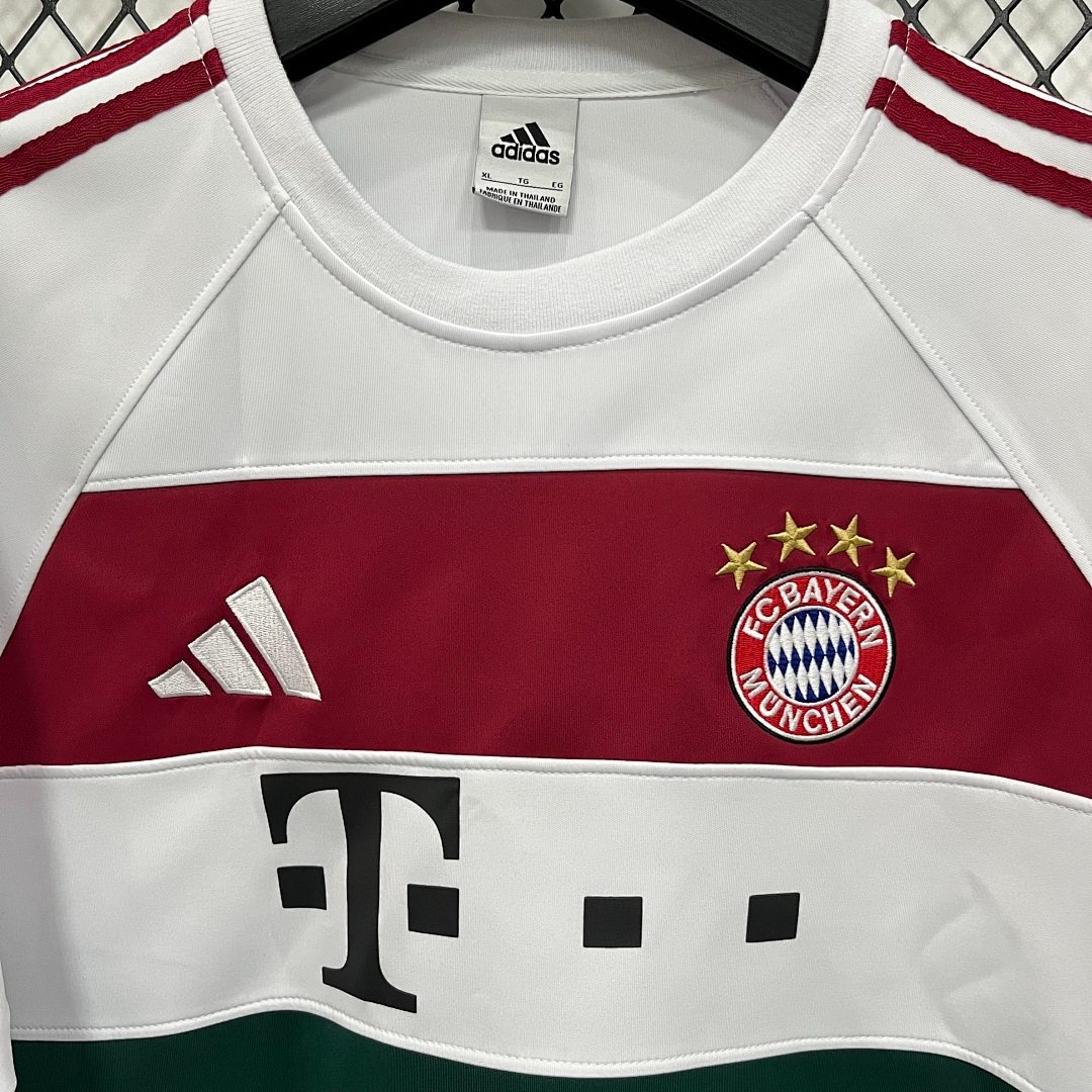 25/26 FC Bayern Munich Adidas Long Sleeve Sweatshirt - White Maroon Green Colorblock Training Top
