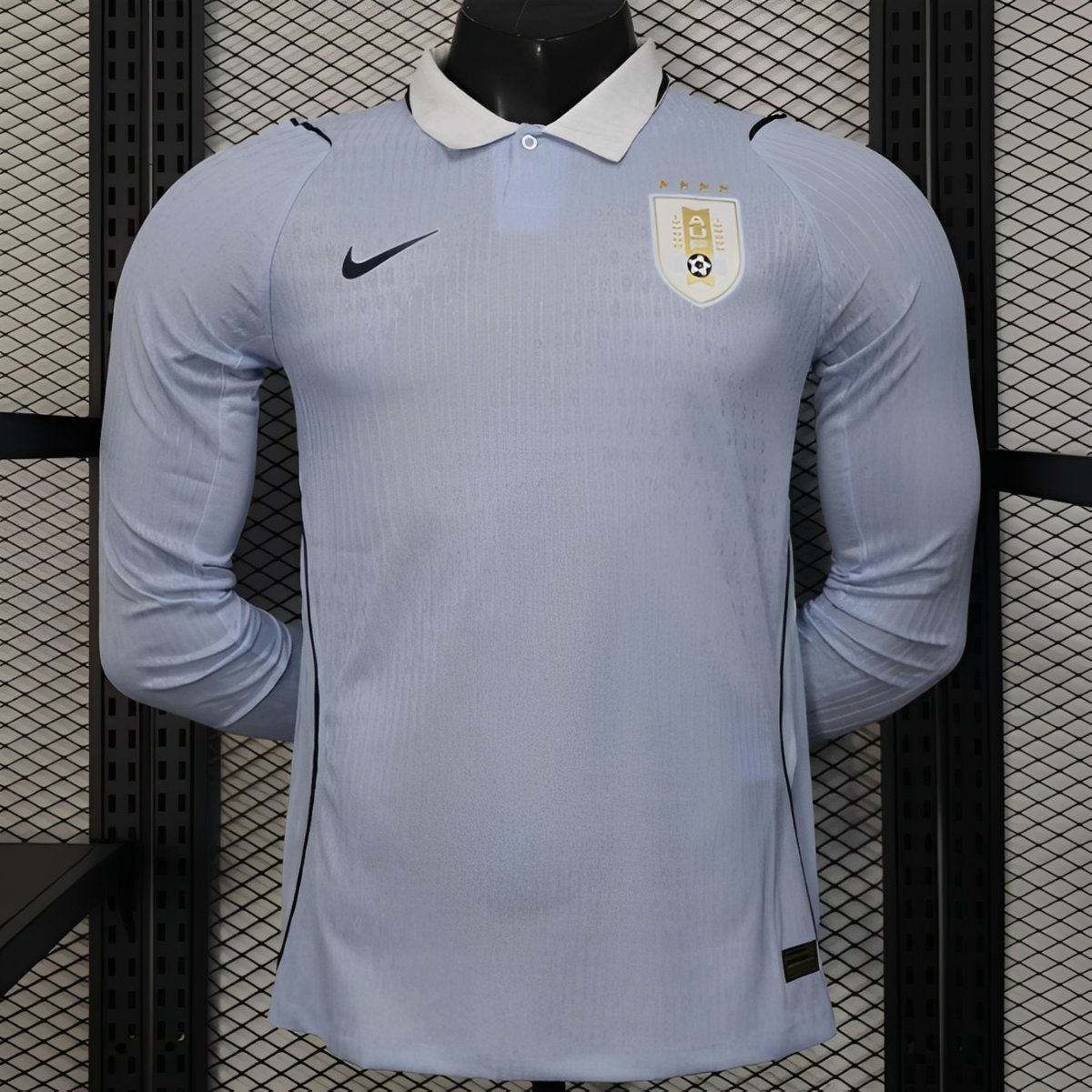 2026 Player Version Uruguay Light Blue with White Collar Long Sleeve Jersey