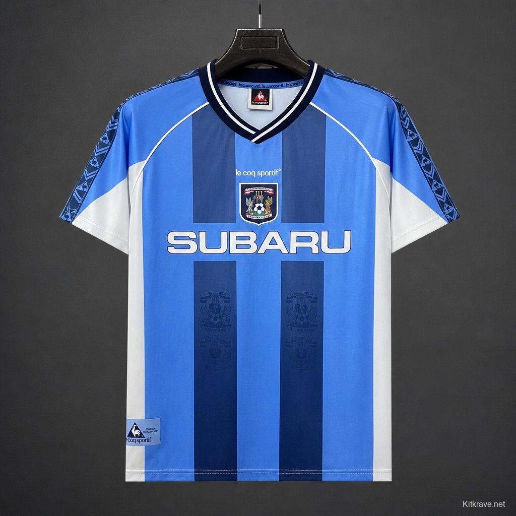 Retro 1995/97 Coventry City Sky Blue & Navy Stripe Home Jersey