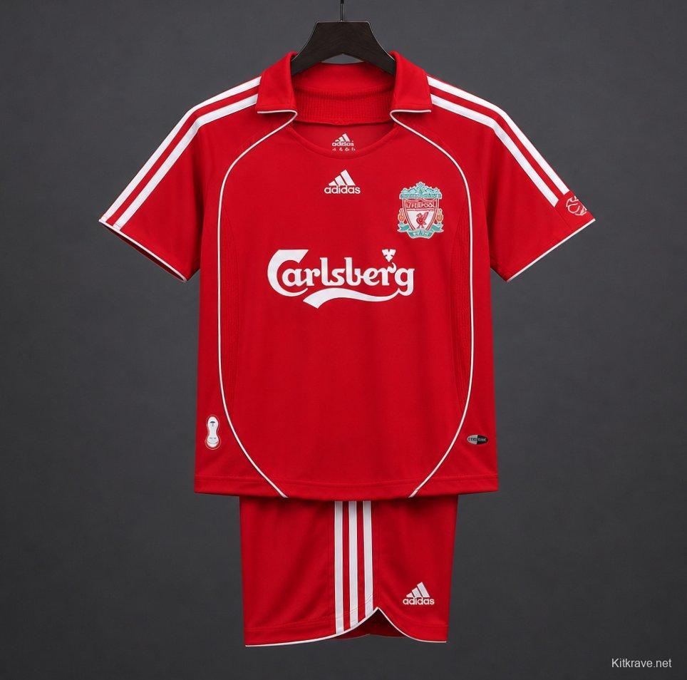 Retro Kids 06/08 Liverpool Red Home Jersey
