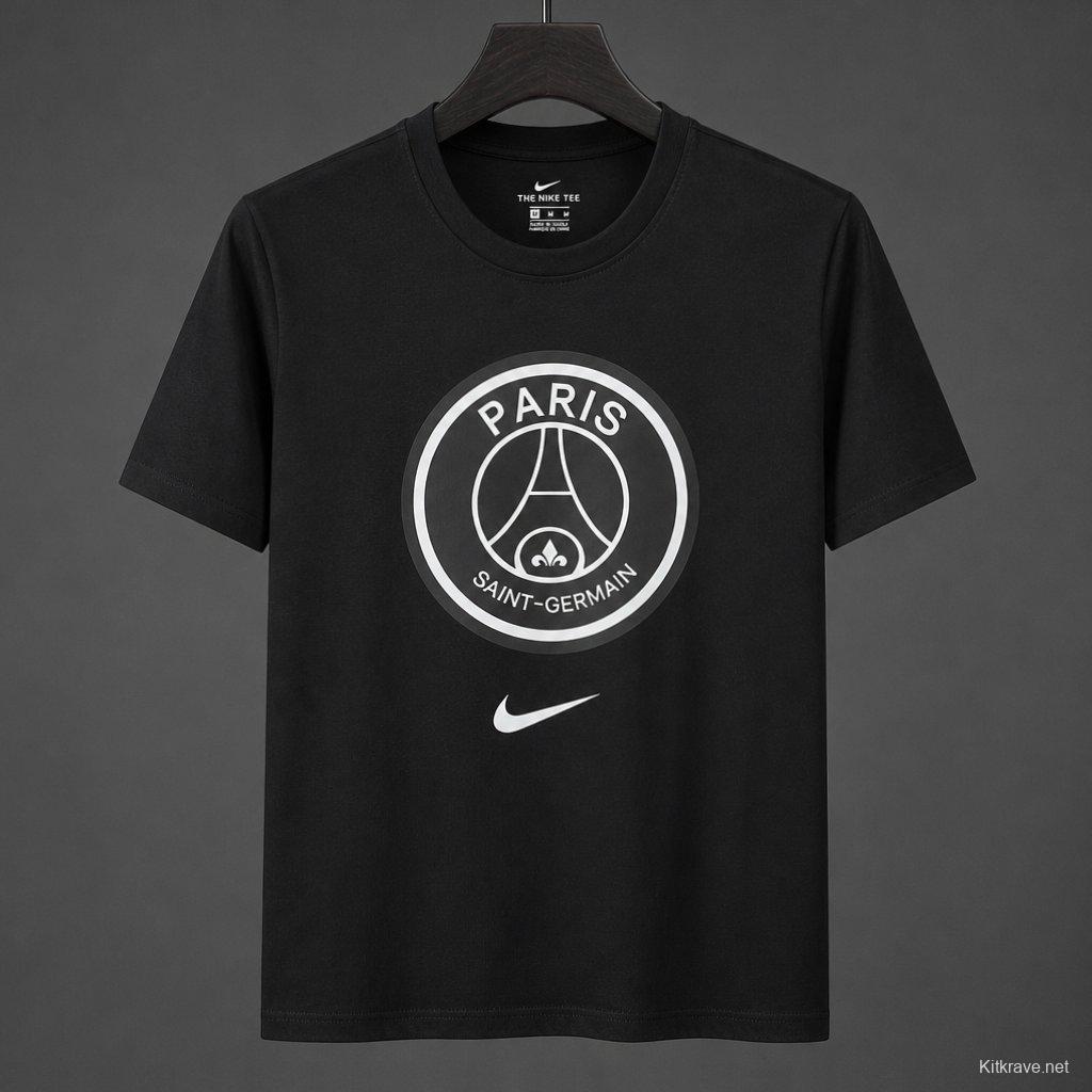 26/27 PSG Black Cotton T-Shirt