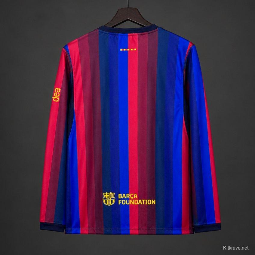 26/27 Barcelona Blue & Red Stripes Long Sleeve Home Jersey