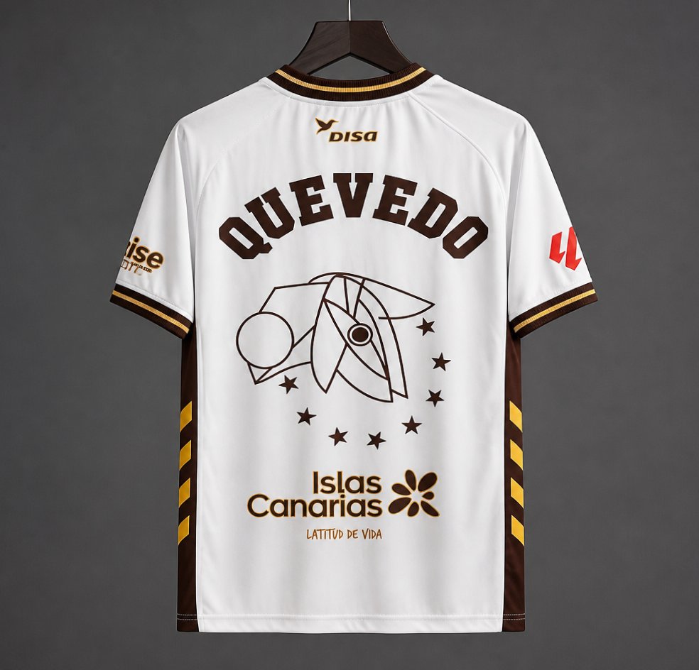 25/26 UD Las Palmas  Away White/Brown Jersey – Quevedo "El Baifo" Limited Edition