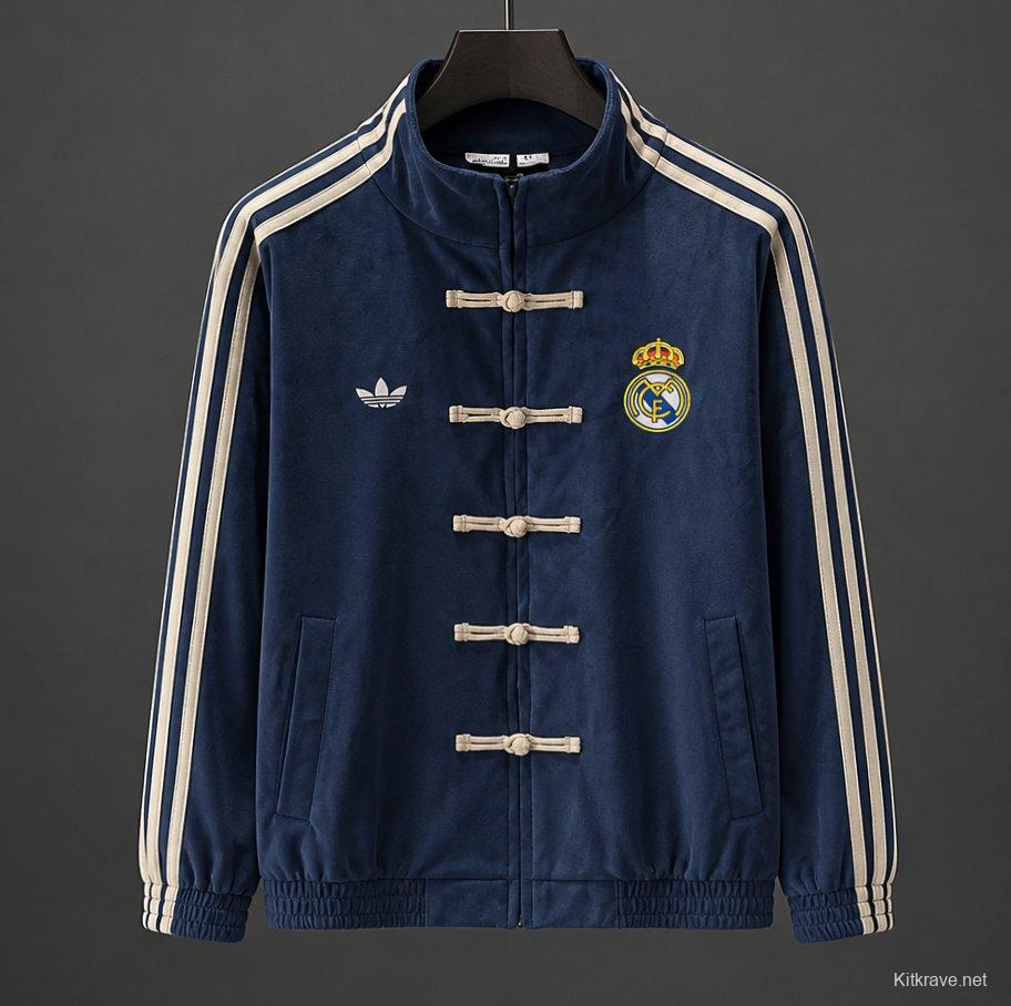 Retro 06/07 Real Madrid Navy Blue Chinese Button Jacket