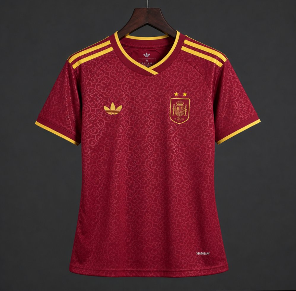 2 Star 2026 Womens Spain Away Red Special Edition Jersey With Champion Patch