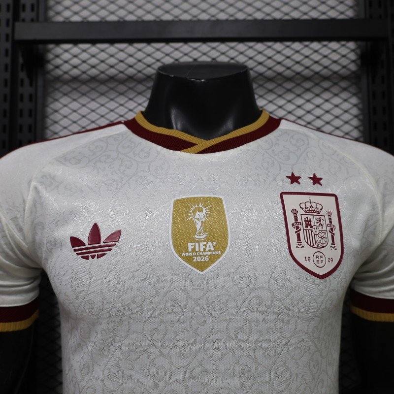 2 Star Player Version 2026 Spain Away White Jersey With Champion Patch