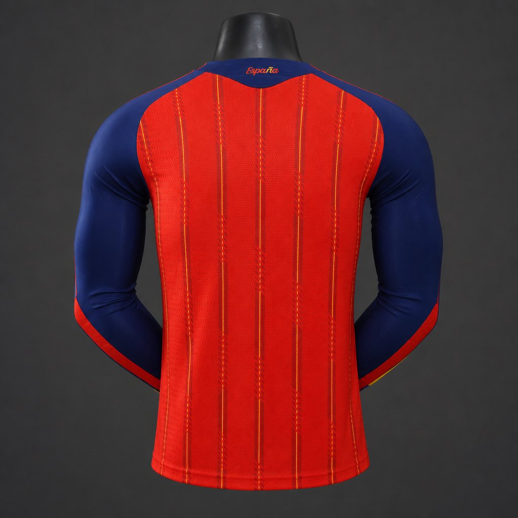 Player Version 2 Star 2026 Spain Home Long Sleeve Jersey With Champion Patch
