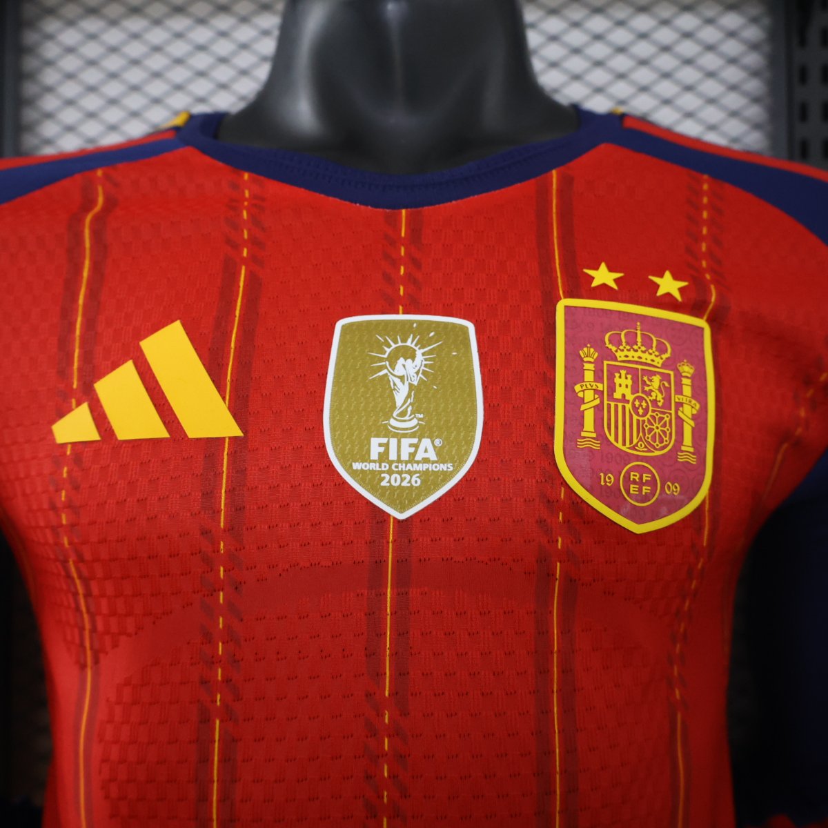 Player Version 2 Star 2026 Spain Home Long Sleeve Jersey With Champion Patch