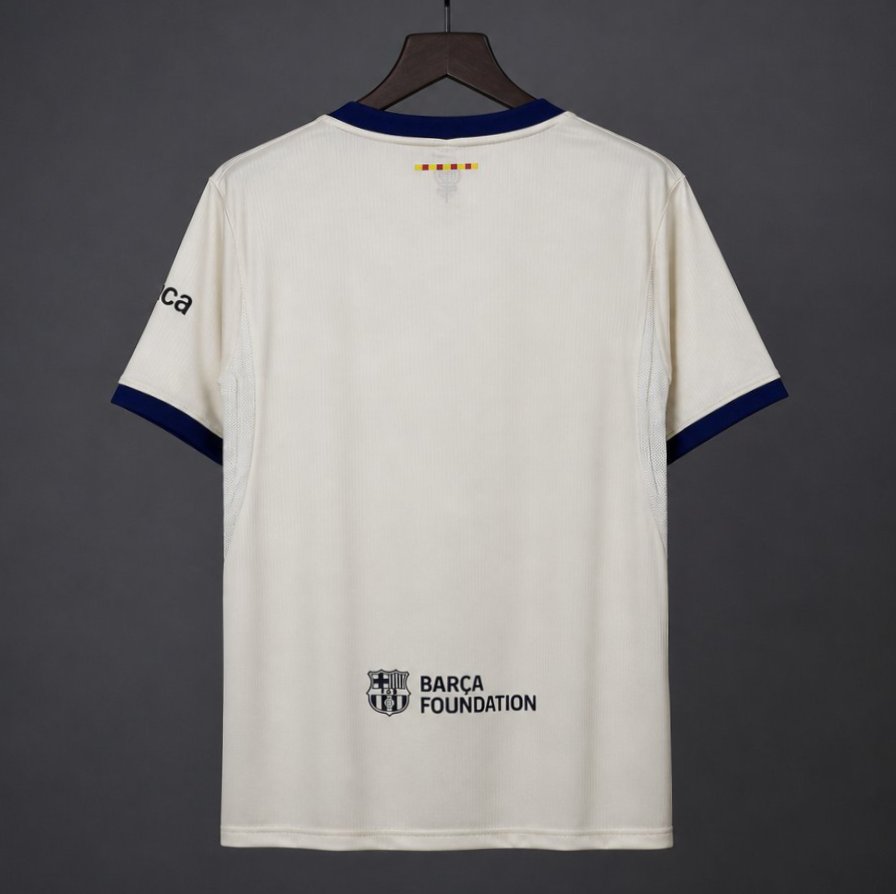 26/27 Barcelona White with Burgundy Cross Away Jersey