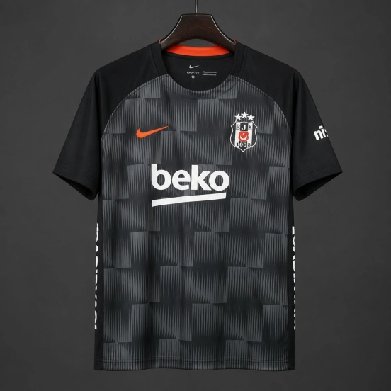 26/27 Beşiktaş JK Black with Grey Geometric Pattern Training Jersey