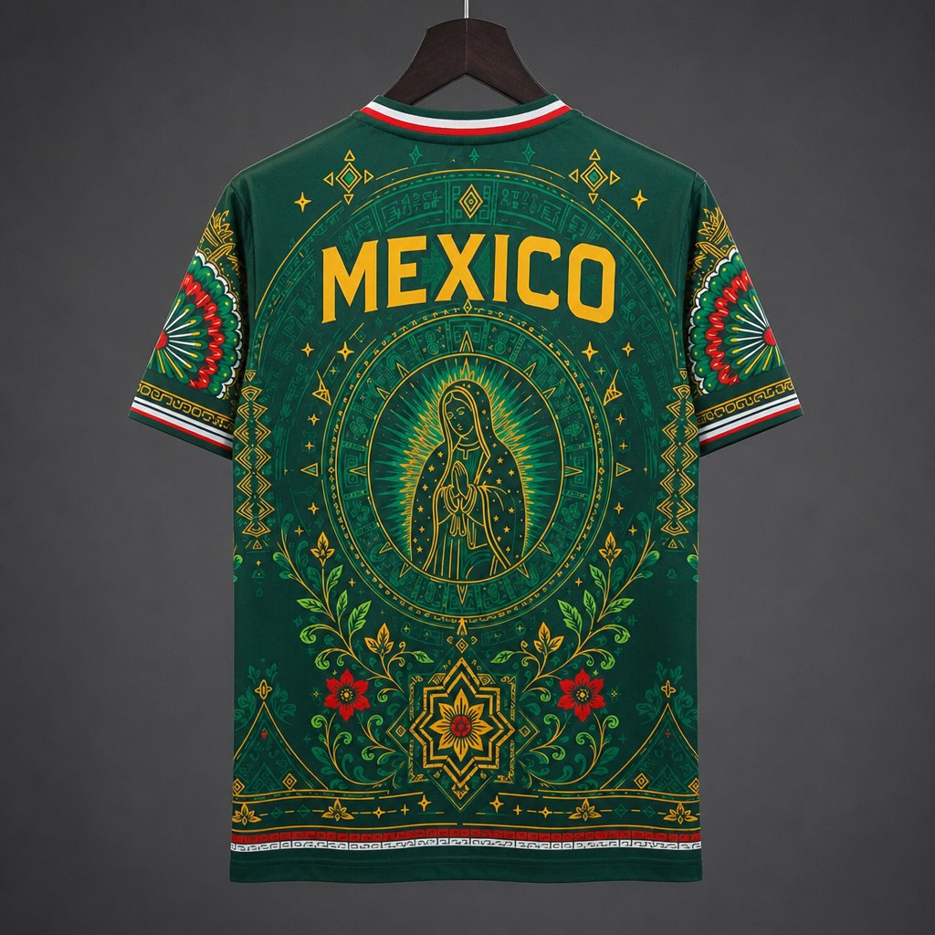 2026 Mexico Special Edition Green with Virgin of Guadalupe and Aztec Pattern Jersey