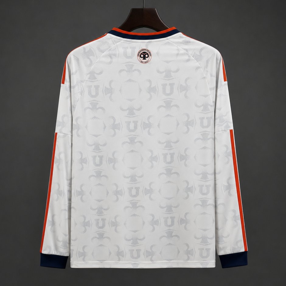 26/27 Universidad de Chile Away White Chuncho Monogram Embossed Pattern Long Sleeve Jersey