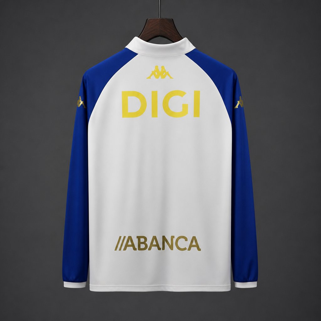 26/27 Deportivo La Coruña White with Blue  Long Sleeve Half-Zip Jersey