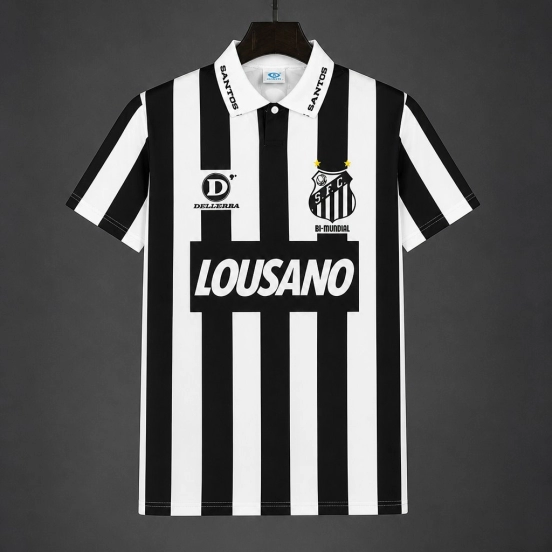 Retro 1994 Santos Away White Black Jersey